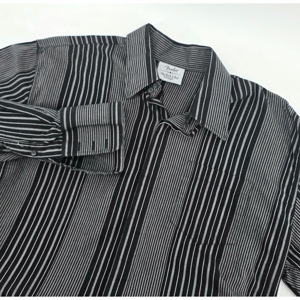 Fender Vintage Rockabilly Shirt Size Large Mens Black Button Down Skull Graphic